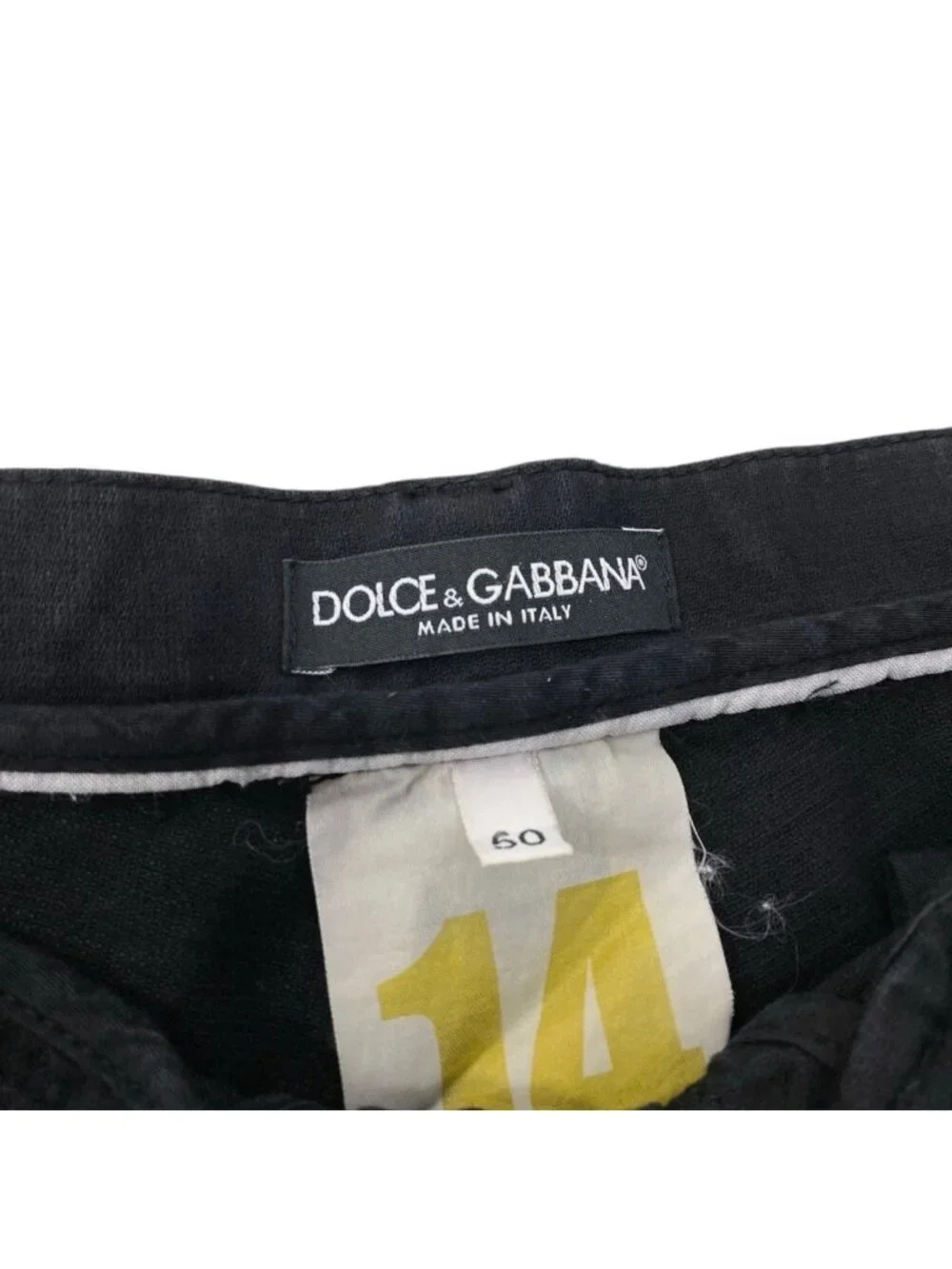 Dolce & Gabbana Chinos Cotton Linen Blend Tapered Pants Logo Plate 50 Black